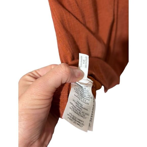 Madewell Texture & Thread Short Sleeve V-Neck Side Tie Wrap Dress Brown Size XS - Picture 6 of 12